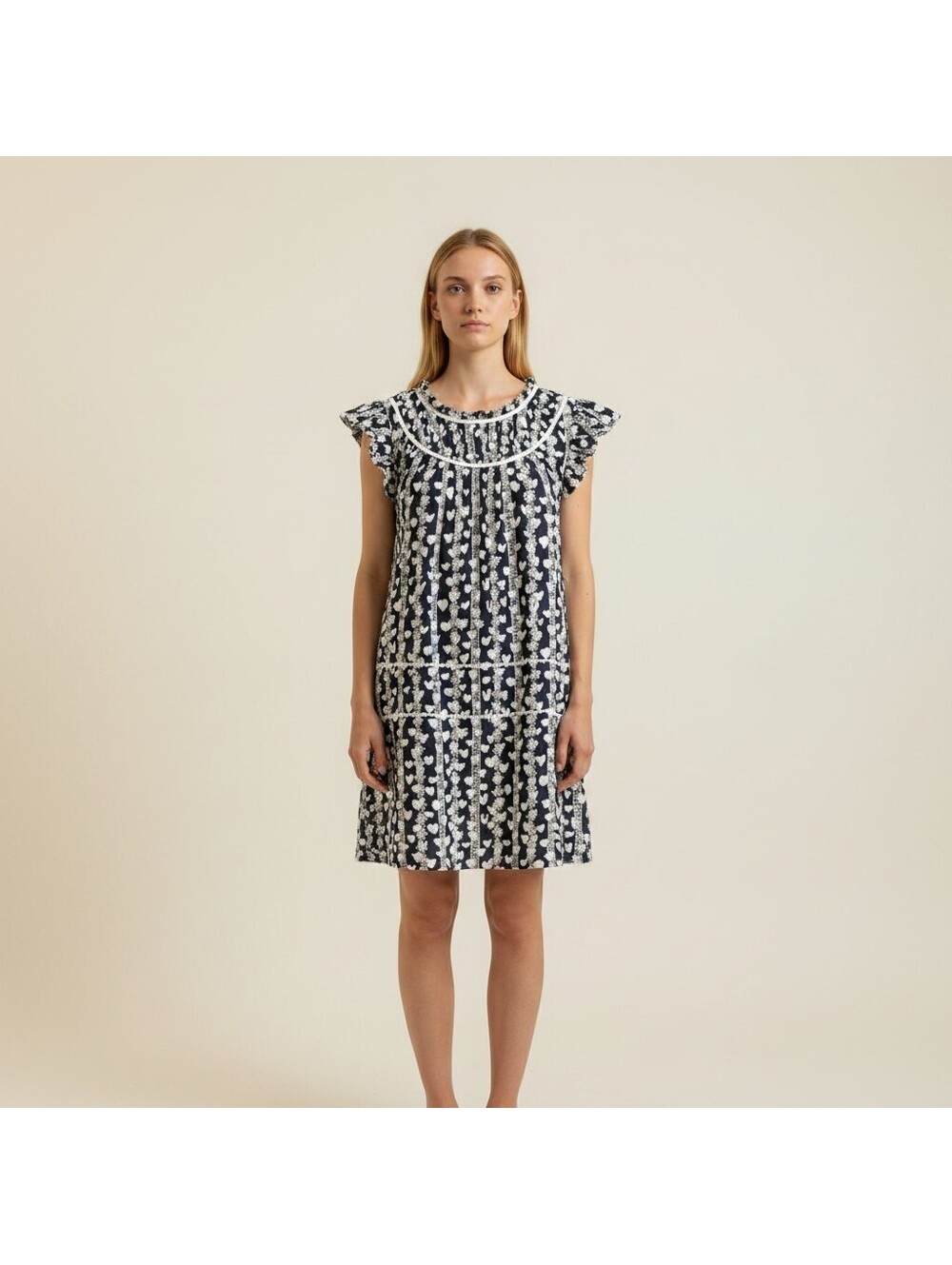 Voy Dress Women S Small Black Graphic Print Shift Short Cotton Lined Casual